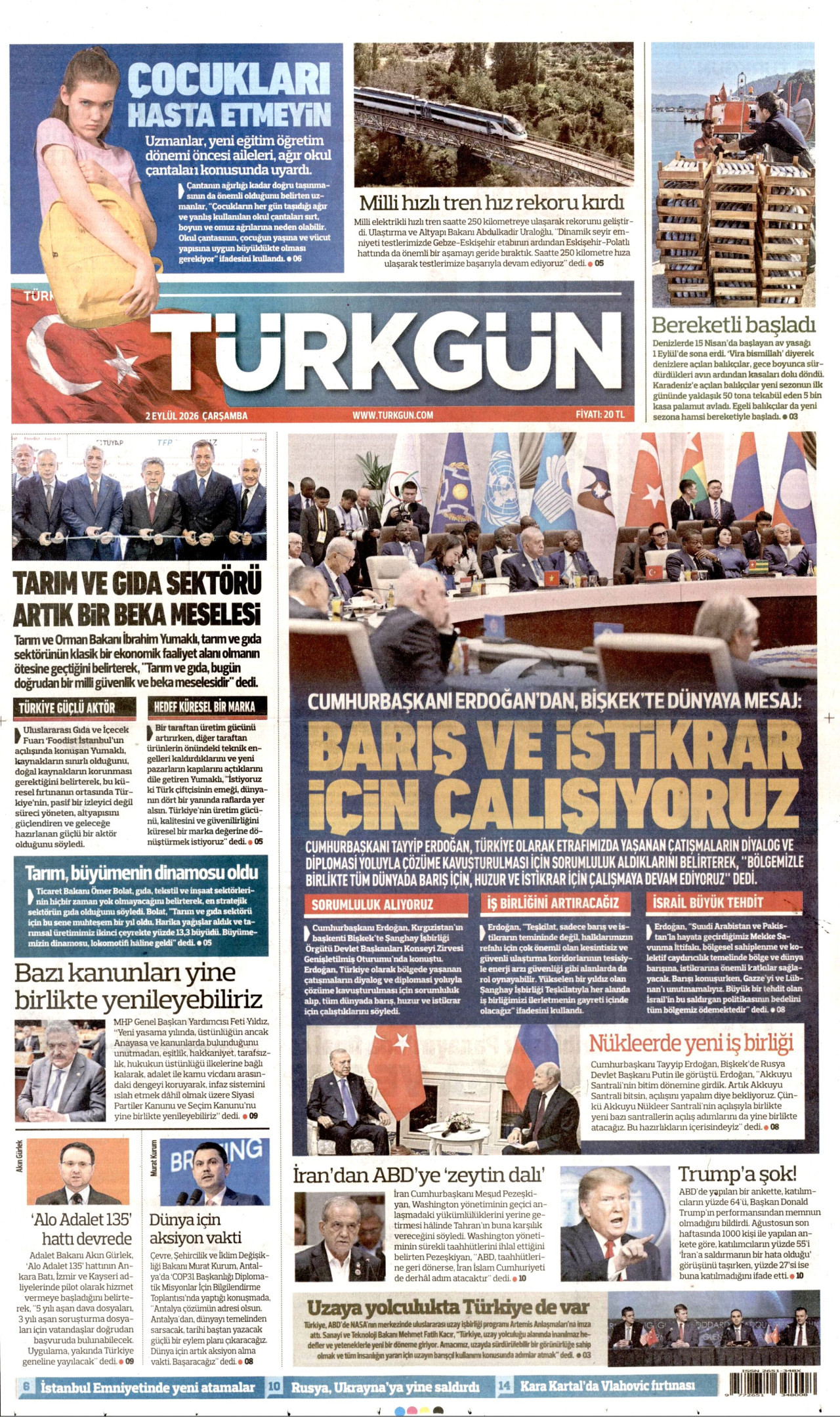 TÜRKGÜN 2 Eylül 2026 Gazete Manşeti Büyük