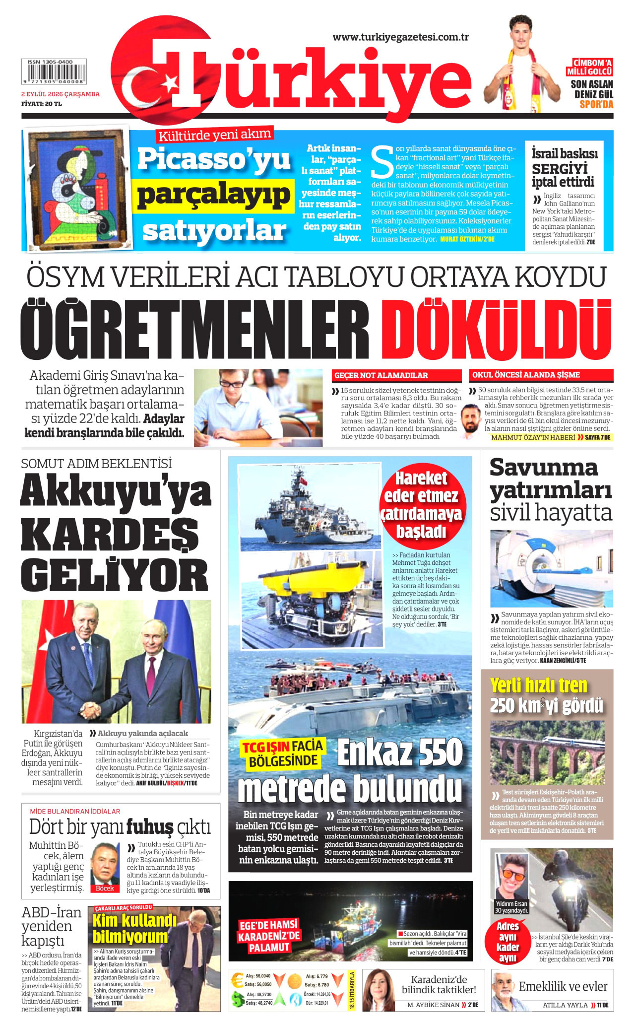 TÜRKİYE GAZETESİ 2 Eylül 2026 Gazete Manşeti Büyük