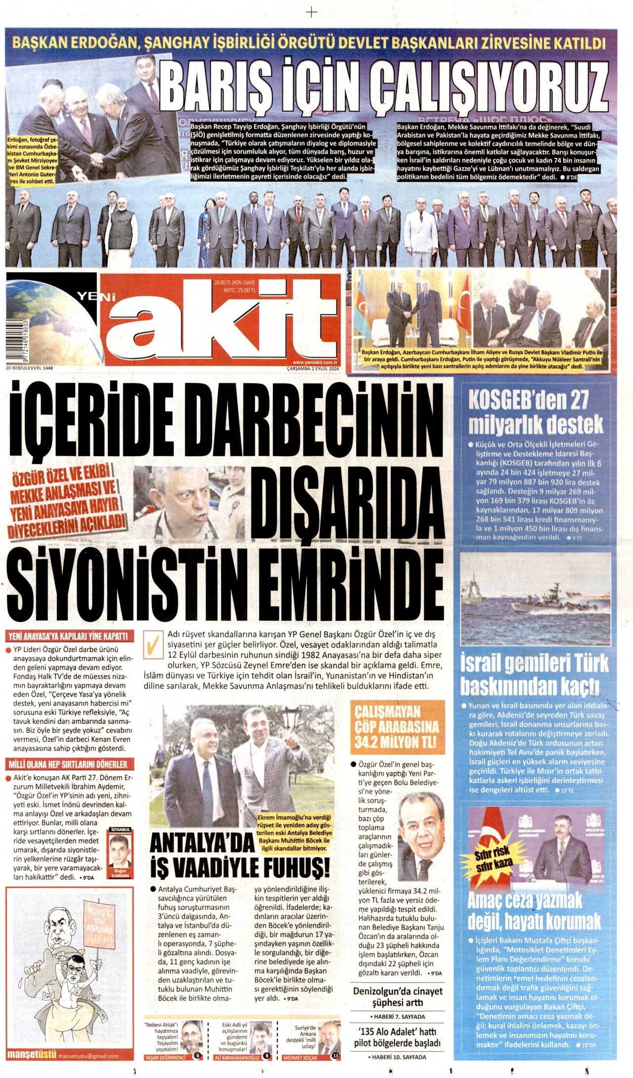 YENİ AKİT 2 Eylül 2026 Gazete Manşeti Büyük
