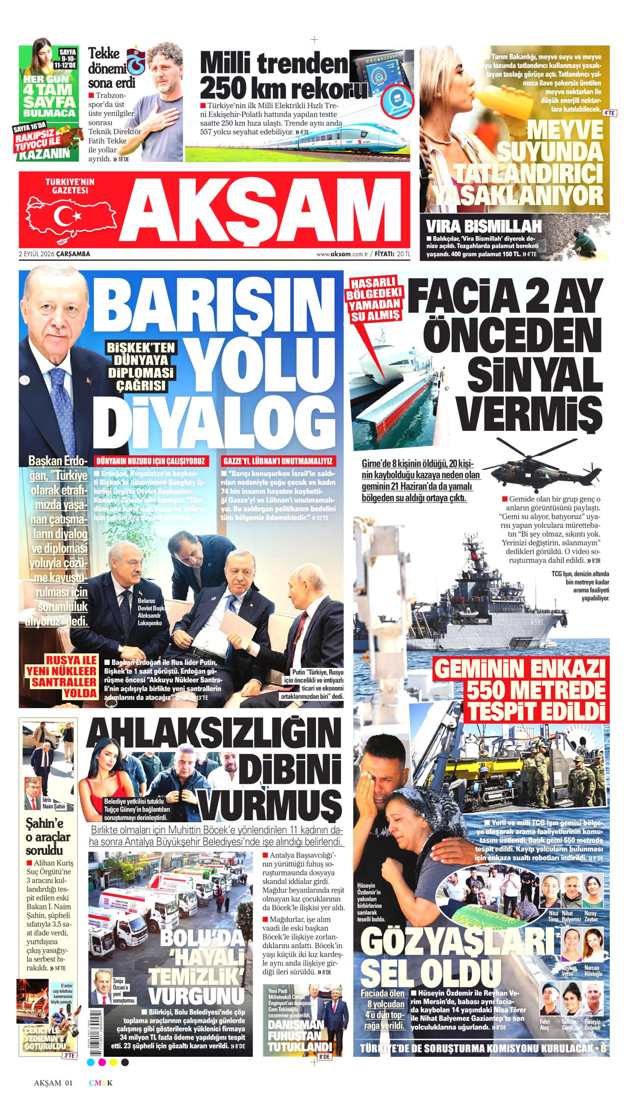 AKŞAM 2 Eylül 2026 Gazete Manşeti Büyük