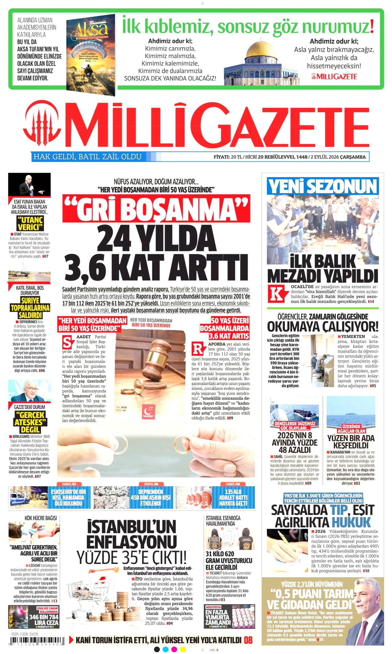 MİLLİ GAZETE 2 Eylül 2026 Gazete Manşeti Büyük