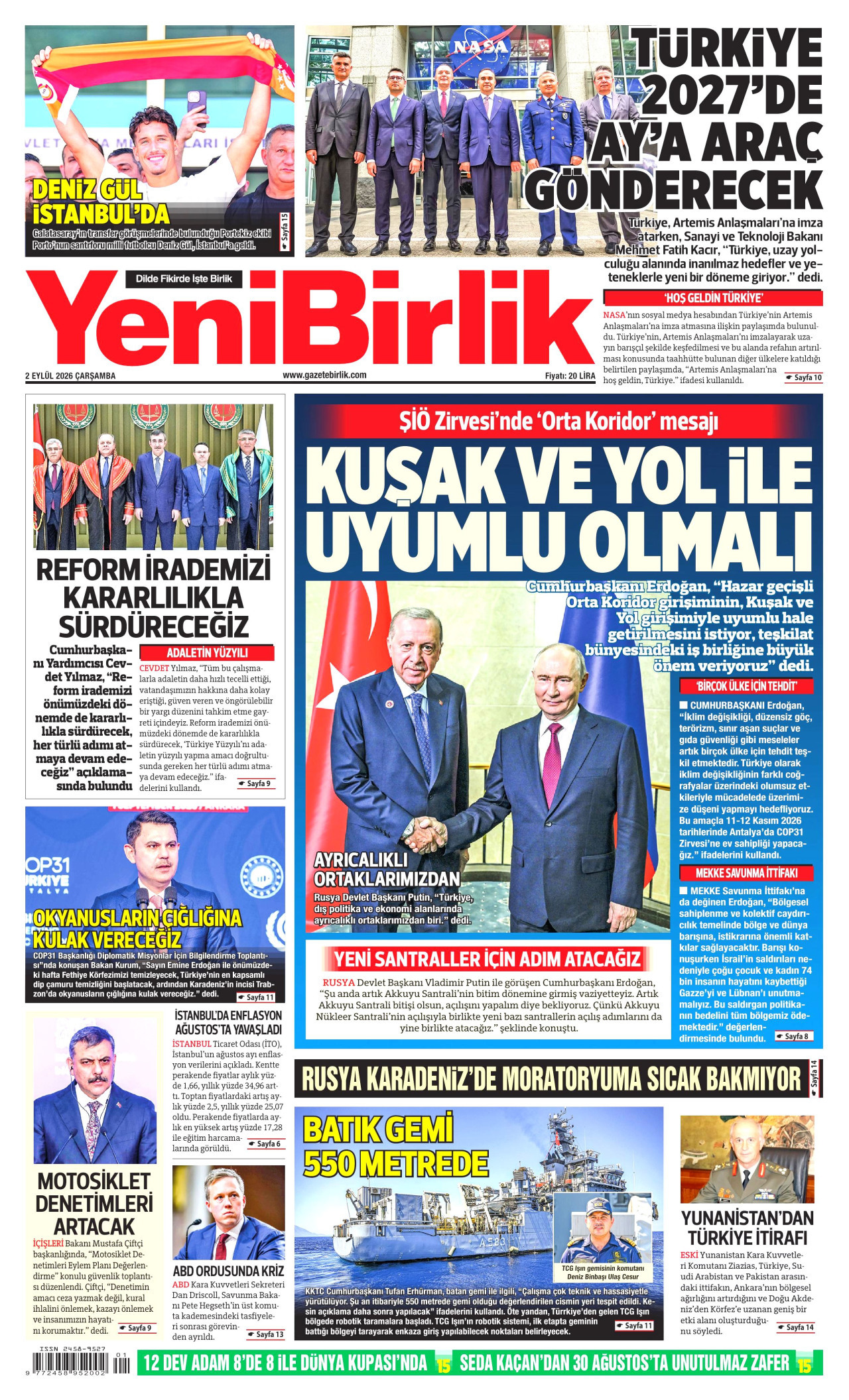 YENİBİRLİK 2 Eylül 2026 Gazete Manşeti Büyük