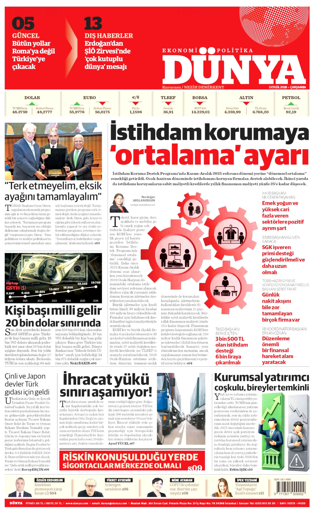 DÜNYA 2 Eylül 2026 Gazete Manşeti Büyük